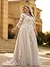 Elegant Plus Size Wedding Dresses with Lace Applique V Neck Long Sleeves Beach Bridal Gowns A Line Tulle Curvy Wedding Dress for Bride B-Ivory