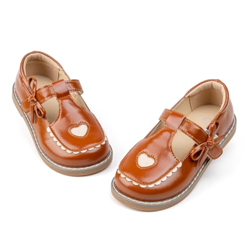 Toddler Little Girl's Mary Jane Flats T-Strap School Dress Shoes Princess Footwear for Flower Girl Party Wedding
