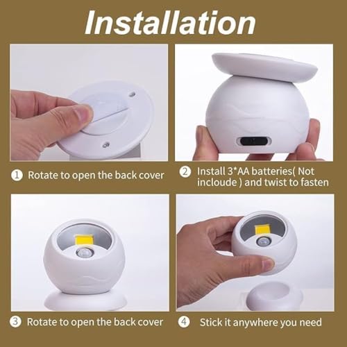 Image of Motion Sensor Light Wireless LED Night Lamp - Ultra-Bright, 360 Adjustable COB Ball with Magnetic Base & PIR for Closets, Stairs, Garage, 1 Pcs