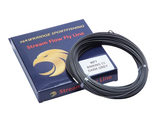 HAWKRIDGE - Quality Weight Forward #7 STREAM FLOW FLY Line UK Brand WF#7 - Three options - Floating Orange/Intermediate Pale Blue/Sinking III Medium Grey (Sink III Medium Grey)