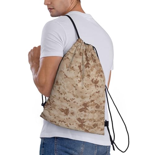 Texture Background in Brown Print Polyester Lightweight Drawstring Backpack Bag Beach String Bag For Men Women3