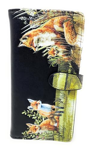 Shag Wear Fox Family Large Animal Wallet for Women and Teen Girls Vegan Faux Leather 7" Black4
