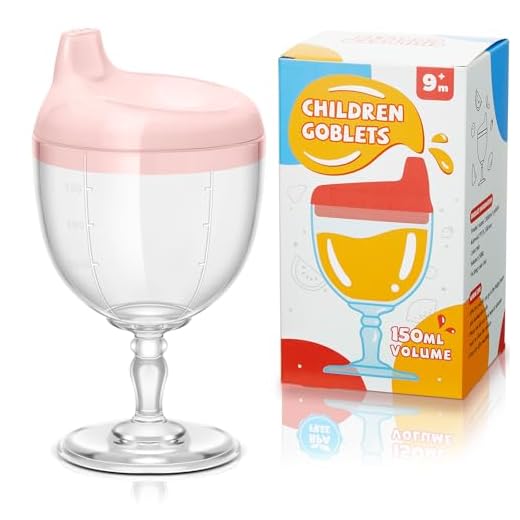 Irenare 1 Pcs Baby Wine Sippy Cup Plastic Goblet Cup No Spill Wine Glass Baby Sippy Goblet Glass Beverage Mug Milk Bottle with Lid for Kids (Pink)