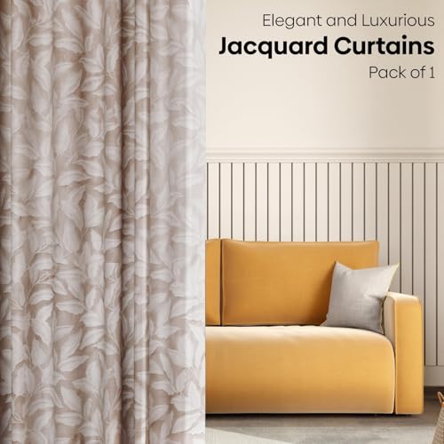 Image of haus & kinder Printed Jacquard Window Curtain 5 Feet Long Pack of 1 Window Curtain, 5 Feet Curtain for Window (Botanic Hush, Slate Nature Design 130x152 CM)