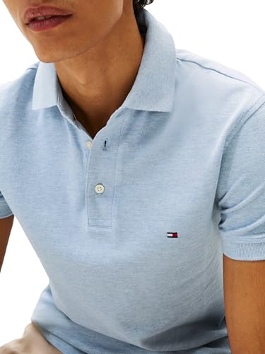 Image of Tommy Hilfiger Men's Short Sleeve Polo Shirts in Slim Fit with Stretch and Organic Pique Cotton