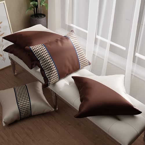 Image of Stoa Paris Cushion Covers for Home, Digital Printed Pillow Covers Set of 5, Throw Cushion Covers for Bed, Sofa, Home Decor - Hot Chocolate, Charming Ivory