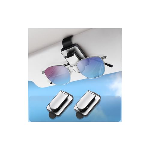 Sunglasses Holders for Car Visor, Visor Sunglass Shield Clip for Car Viso, Glasses Holder and Ticket Card Clip. Car Accessories Interior. Universal Fit & Unmatched Silver 2 Pack