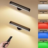 KENNEAS Wireless Picture Lighting, Wall Light, Indoor Outdoor LED with 3 Modes, Rechargeable Battery-Operated Wall Lights, Brightness Adjustable for Remote Control with Timer (Black, 2 Pack, 2)