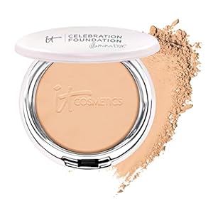 IT Cosmetics Celebration Foundation Illumination – Full-Coverage, Anti-Aging Powder Foundation – Blurs Pores, Wrinkles & Imperfections – 0.3 oz