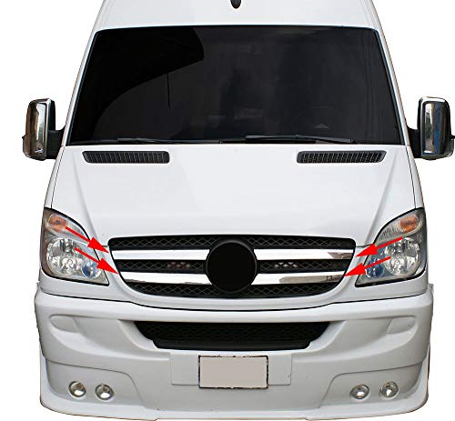 Chromeline Lot de 4 garnitures de calandre avant chromées en acier inoxydable brillant pour Mercedes Sprinter W906 entre 2006 et 2012.