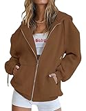 Ezbelle Women’s Long Sleeve Full Zip Up Hoodie Drawstring Lightweight Hooded Sweatshirt Jacket with