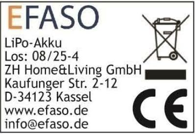 EFASO Akku 3,7V 95 mAh Li-Po ohne Stecker kompatibel mit RC Modelle Mini Helikopter Wireless Headset Koph&ouml;rer Selfie Stick MP 3 Player GPS Akku 3 D Brille Kabel L&auml;nge 54 mm