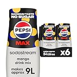 Sodastream Pepsi MAX Mango Fizzy Water Flavouring Syrup, Sugar Free Soda Syrup, Zero Sugar Pepsi Flavour, 6 x 440ml Multipack, Home Soda, Flavoured Sparkling Water, Drink Mix, Makes Approx 54L