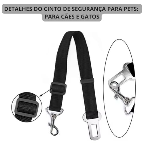 Kit 2 Cintos de Segurança para Pets Cães Gatos Banco Traseiro, Dianteiro
