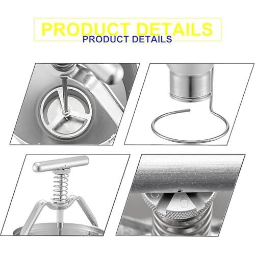 Manual Donut Depositor, Stainless Steel Mini Donut Makers Dropper Plunger Dough Batter Dispenser Hopper with Stand, 6 Thicknesses Adjustment