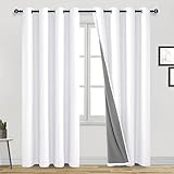 DWCN White 100% Blackout Curtains 84 Inches Long for Living Room Thermal Insulated Light & Heat Blocking Full Room Darkening Noise Reducing Grommet 2 Panels Curtain (White,52" W x 84" L)