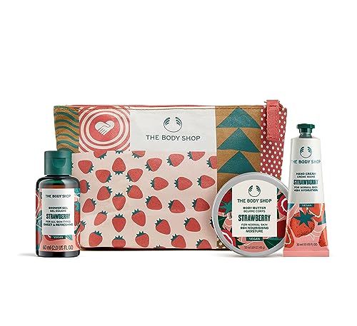 The Body Shop Jolly & Juicy Strawberry Mini Gift Vegan shower gel body butter 3-Piece Set, Multicolor, Medium