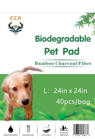 Image of Disposable Pet Pee Mats for Indoor & Outdoor Use, Charcoal and Bamboo Filter for Odor Absorption. Large, 24in x 24in , 40 Pack