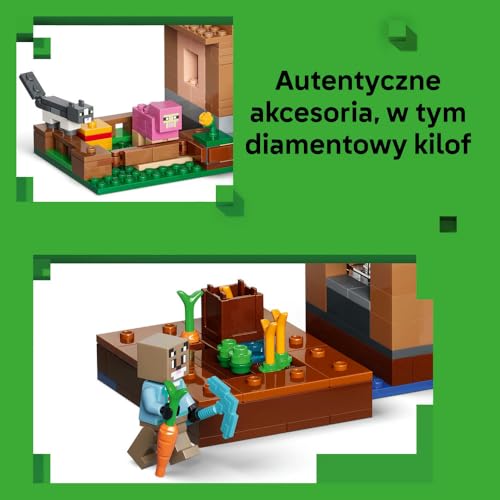 LEGO Minecraft Najazd przywoływaczy na wioskę, zabawka konstrukcyjna dla dziecka, zestaw z 11 figurkami z gry, pomysł na prezent dla chłopca, dziewczynki lub gracza w wieku od 9 lat 21596