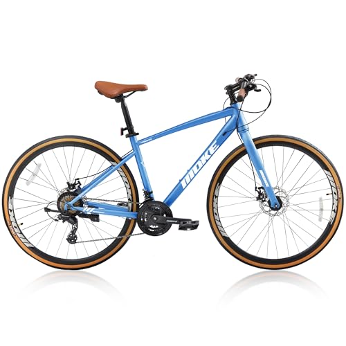 DEYGIA Hybrid Bike, 24-Speed 700C Wheel Hybrid Bicycle with Dual Disc Brakes, Trigger Shifting, Internal Wiring Frame, Lightweight City Commuter Road Bicycle for Men Women Adult, Size S-Blue