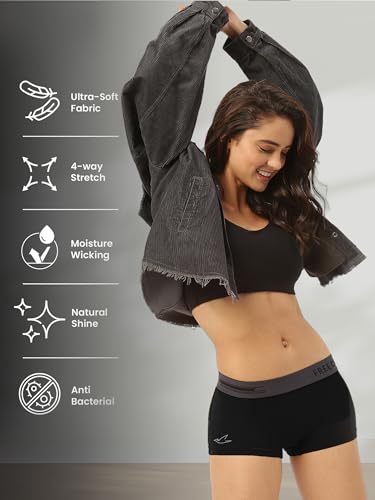 Image of Freecultr Women's Underwear Antibacterial Micromodal Airsoft | Boy Shorts | Ultra-Comfortable Sweat-Wicking & Skin-Friendly Fabric | No Irritation No Itching Stretchable & Breathable