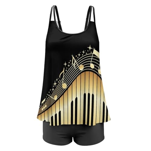 Tankini con notas musicales para mujer que busca bañador cómodo con pantalón corto 6