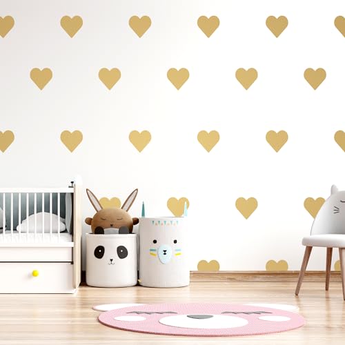 LucyLews Home Wall Decals Peel and Stick, Gold Heart Wall Decals, Removable Decals Safe on Painted Walls, Matte Finish, 2 inches, 120 Decals