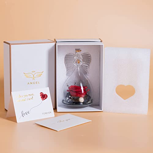 Sunia Ewige Rose Engel - Romantisches Geschenk Für Frauen Im Glasdom