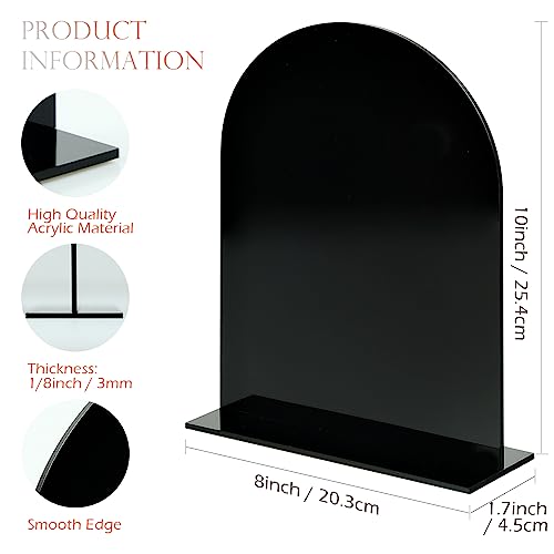 8x10 Inch Black Arch Acrylic Sign with Stand | 5 Pack Blank Black Arched Acrylic Table Signs with Base for DIY Wedding Table Numbers, Arched Wedding Signage, Events& Parties (Black, 8x10 Inch)