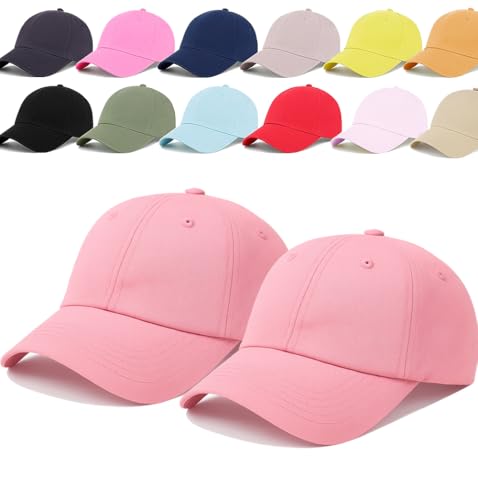 Image of Unisex Adjustable Baseball Cap Pack of 2 - Solid Color, Breathable, Stylish Cotton Caps for Men & Women - Outdoor Sports, Travel, Casual Wear