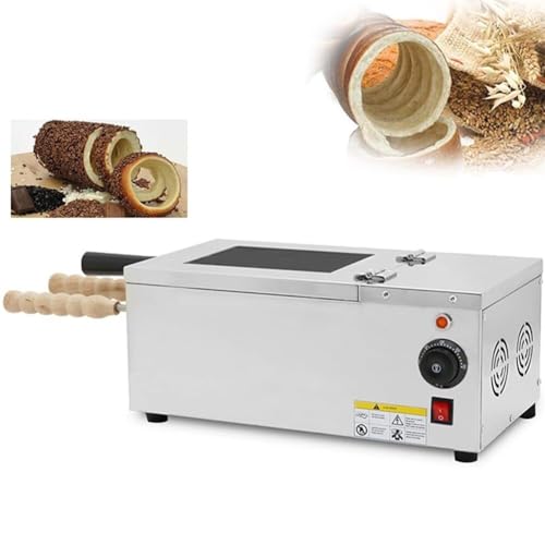 Image of QIUFANGM Commercial Chimney Cake Oven, Chimney Cake Making Machine Oven Machine, with 2 Roller, Temperature Adjustable, for Restaurant Home Kitchen Snack Bar