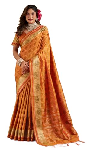 Image of SWORNOF Women's Kanjivaram Soft Silk Banarasi Sarees With Unstiched Blouse Piece
