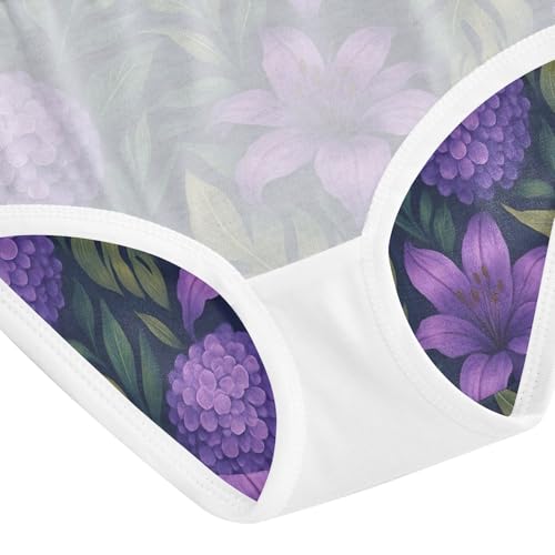Joisal Purple Flowers Green Leaves Toddler Underwear Floral 2t Cotton Little Girl Panties Colorful Undies Kids Briefs 5
