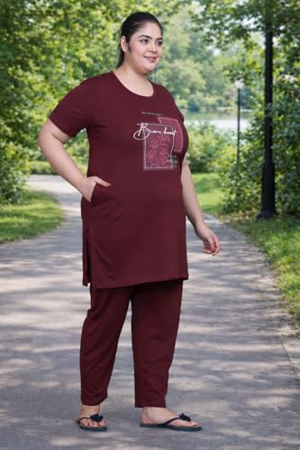 Image of RYSH Women's Printed Cotton Plus Size Longline T-Shirt with Pockets | Cotton fabric - soft longline T-shirt with easy plus-size fit