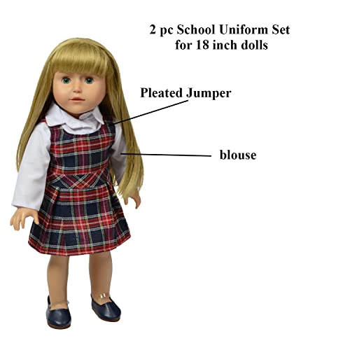 The New York Doll Collection Doll Back to School Set - Doll School Desk,School Supply Set for Dolls and School Uniform Clothing Fits 18 Inch Girl Dolls