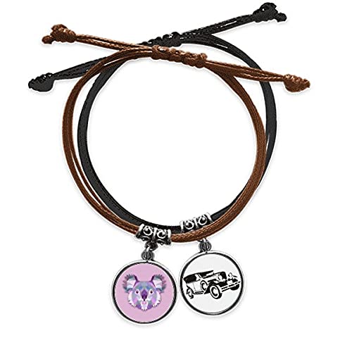 Bracelet koala Australie ajustable en cuir pour éviter les allergies de métaux