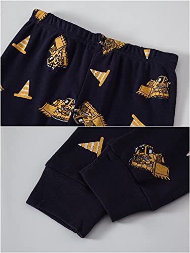 Little Boys Excavator Pajamas 100% Cotton 4 Piece Kids Pjs Children Sleepwear Size 2T Mixed Color #TOP6