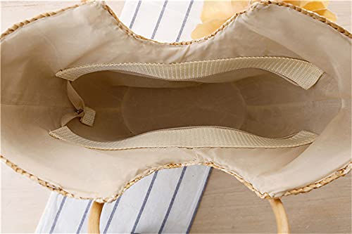 Bolsa de playa de paja para mujer miniatura 5