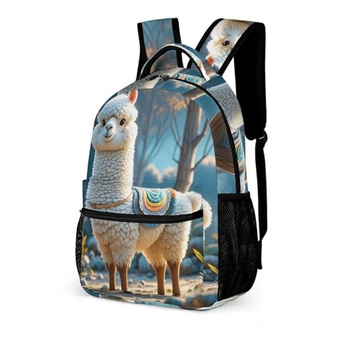 Cartoon Alpaca Cute Animal Backpack for Men Women, Durable Small Backpack Casual Lightweight Daypack for Travel Bag4