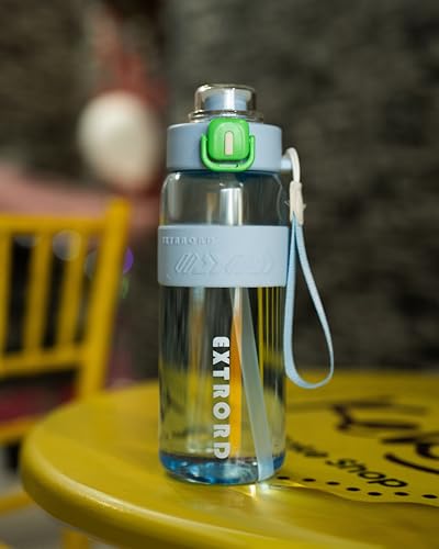 Plastic 800 Ml Capacity Transparent Motivational Water Bottles With Leak Proof & Break-Proof | Best Usage For Office/School/College/Gym/Travel Bottle | Fitness Sports Bottle (Blue 800 Ml)