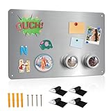 42x30cm Metall Magnettafel, Beschreibbar Magnetboard Wandmontierbar Magnettafel inklusive 4 Klettverschluss Starken Magnetwand für Kühlschrank Küche Kabine Schrank Grau