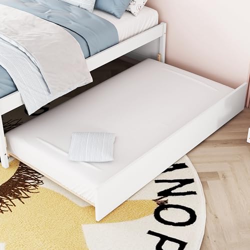 Full-Size-Storage-Bed-Solid-Wood-Bed-with-Trundle-Under-Bed-Storage-Box-of-2-Drawers-Shelves-and-NightstandWhite Full Size Storage Bed Solid Wood Bed with Trundle Under Bed Storage Box of 2 Drawers Shelves and NightstandWhite