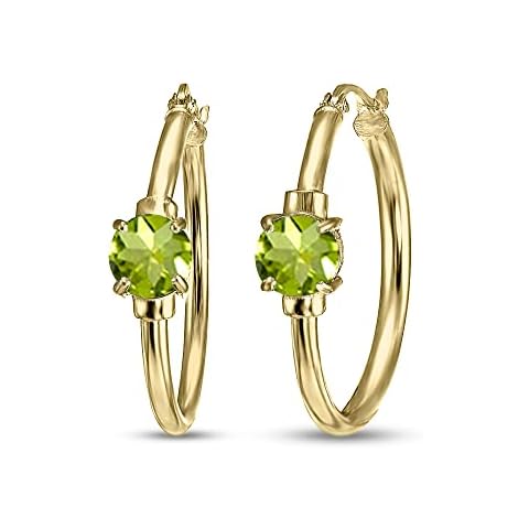 B. BRILLIANT Yellow Gold Flashed Sterling Silver Peridot 25mm Hoop Earrings Cover