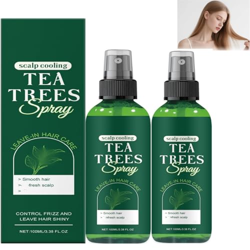 Tea Tree Oil Spray for Hair - Leave-In Conditioner with Tea Tree Oil, Aloe Vera, Frizz Control, for Dry Damaged Hair,Reduce Split Ends, Strengthening Hair and Scalp,Gentle and Safe (2PCS)