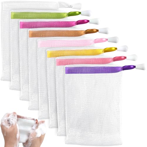 SmallCat 20 Pcs Mesh Soap Bags for Soap Bars, Bar Soap Bag with Drawstring, Soft Mesh Soap Bag, Soap Net for Bar Soap, Shower, Bath Foaming and Drying (Multiple Colors)