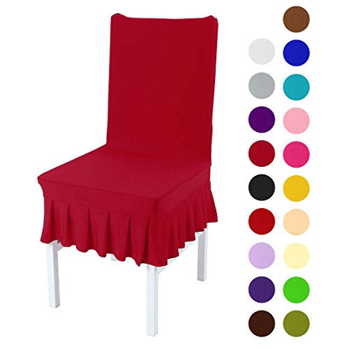 Uxcell Dining Chair Covers,Ruffled Skirt Stool Slipcover Stretch Spandex Chair Protectors Short Kitchen Chair Seat Cover For Home Dining Room Party Wedding(Medium,Burgundy) #TOP1