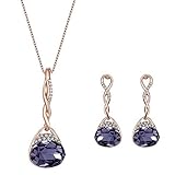 Material: plata + cristal Ogquaton Pendientes Colgantes de Collar de Cristal de lágrima de Plata de Moda para joyería de Boda Conjunto Conveniente y práctico