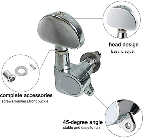 Gitaar String Tuning Pegs, 6 Stuks 3L3R Gitaar String Chrome Tuning Pegs Tuners Machine Heads A-A361 ZILVER - Image 3