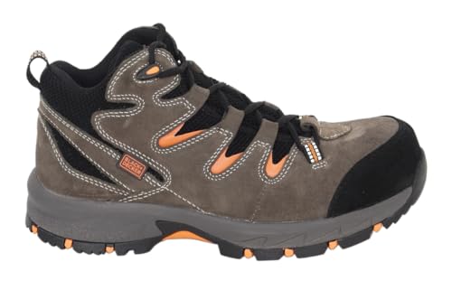 Image of BLACK+DECKER High Ankle Grey Suede Leather Safety Shoes for Men | Double Density | Fiber Toe | Antistatic & Antislip | BXWB0168IN | Size-07