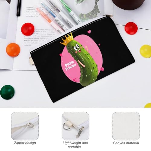 Pickle Princess Funny Pickle Cucumber Coin Purse Canvas Change Pouch Portable Pocket Wallet Mini Storage Bag with Zippered Keychain3